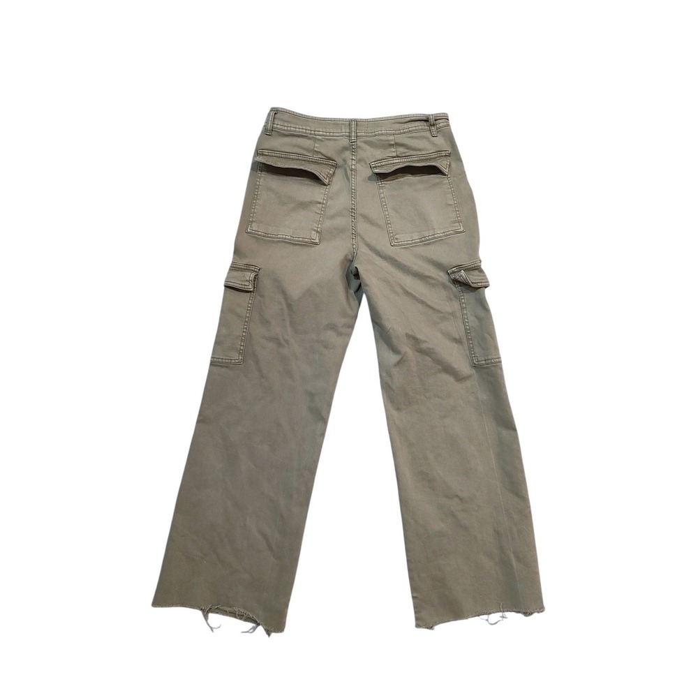 OAT New York Women Olive Green Wide Leg Cargo Pants Raw Hem Size 10 / 30 - Picture 5 of 9